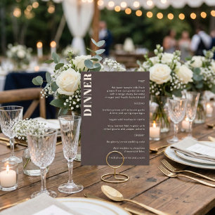 Menu Typographie Gras Brun Simple Mariage Dîner 