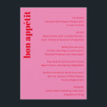 Menu Typographie gras Vibrant rose rouge Mariage modern<br><div class="desc">Typographie Gras Personnalisée Vibrant Rose et Rouge Mariage moderne Menu</div>