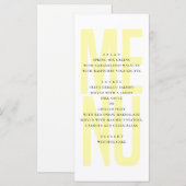 Menu Typographie jaune simple moderne pour dîner de mar (Devant / Derrière)