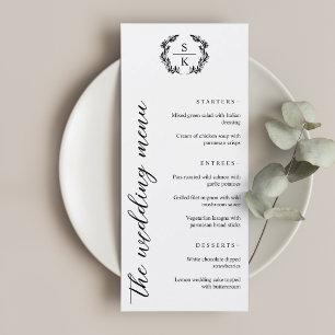 Menu Typographie Laurel Wreath Monogramme Mariage