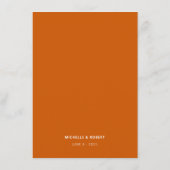 Menu Typographie minimale unique Burnt Orange Mariage (Dos)