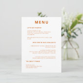 Menu Typographie minimale unique Burnt Orange Mariage (Debout devant)