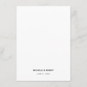 Menu Typographie minimale unique Mariage noir blanc (Dos)