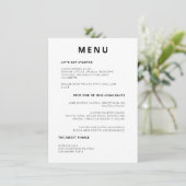 Menu Typographie minimale unique Mariage noir blanc (Debout devant)