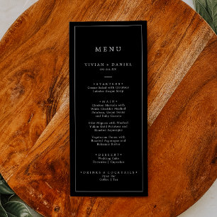 Menu Typographie minimaliste   Dîner Mariage noir foncé