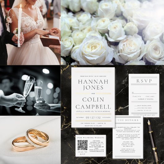 Menu Typographie moderne chic noir & blanc