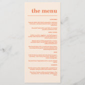 Menu Typographie moderne Gras Mariage Orange Navy Bleu (Devant)