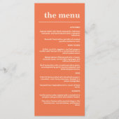 Menu Typographie moderne Gras Mariage Orange Navy Bleu (Devant)