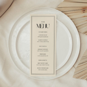 Menu Typographie Moderne Minimaliste Mariage Beige Crèm