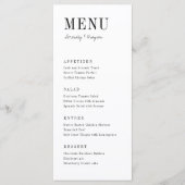 Menu Typographie moderne minimaliste noir et blanc (Devant)
