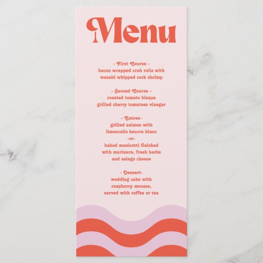 Menu Typographie Moderne, Rose Et Orange, Mariage Moi (Devant)