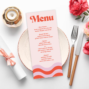 Menu Typographie Moderne, Rose Et Orange, Mariage Moi