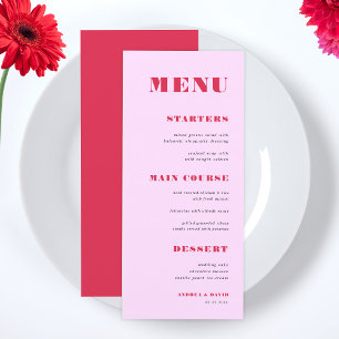 Menu Typographie moderne rose et rouge gras Dîner Maria