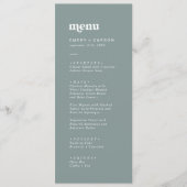 Menu Typographie moderne | Sage Green Dîner Mariage (Devant)