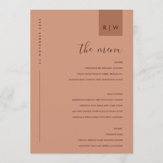 MENU TYPOGRAPHIE TERRACOTTA MINIMAL RUST ORANGE (Devant)