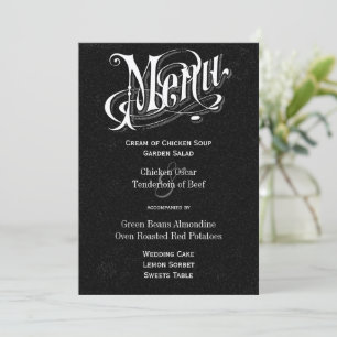 Menu Typographie Vintage moderne Chalkboard Mariage Men