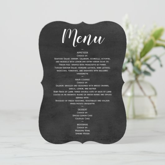 Menu - Uitnodiging van het Manuscript van het Chal (Staand voorkant)