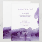 Menu Ultra Violet Elegant Waterverf Wedding (Voorkant / Achterkant)