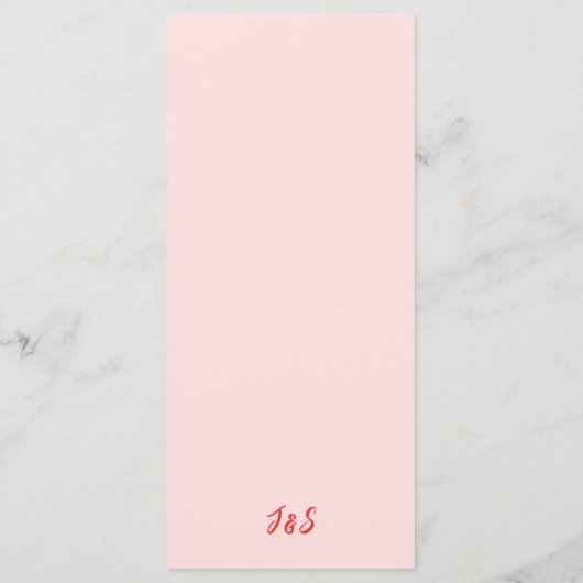 Menu Un assortiment fait dans Heaven Pink Mariage Dinne (Dos)