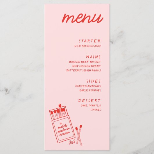 Menu Un assortiment fait dans Heaven Pink Mariage Dinne (Devant)