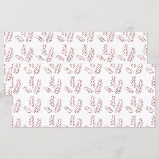 Menu un fond blanc avec des feuilles roses dessus (Devant / Derrière)