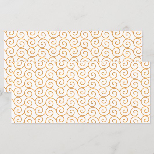 Menu un fond orange et blanc avec des tourbillons (Devant / Derrière)