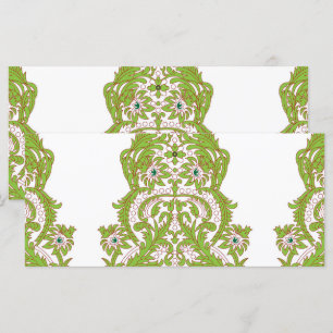 Menu un papier peint vert et blanc avec des motifs orné