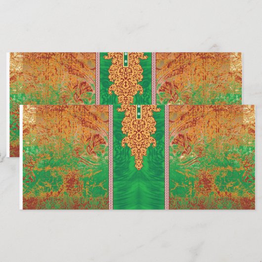 Menu un tableau représentant un champ vert avec une bor (Devant / Derrière)