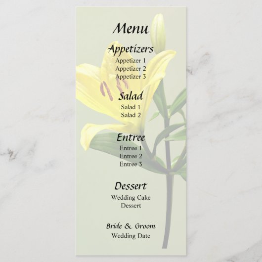 Menu Une Lilie Jaune (Devant)