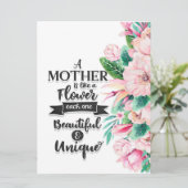 Menu Une mère est comme un cadeau de fleurs, cadeau de  (Debout devant)