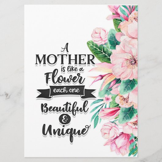 Menu Une mère est comme un cadeau de fleurs, cadeau de  (Devant)
