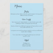 Menu Unicorne blanche Fleurs roses Mariage bleu (Devant)