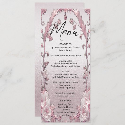 Menu unique Mariage rose (Devant / Derrière)