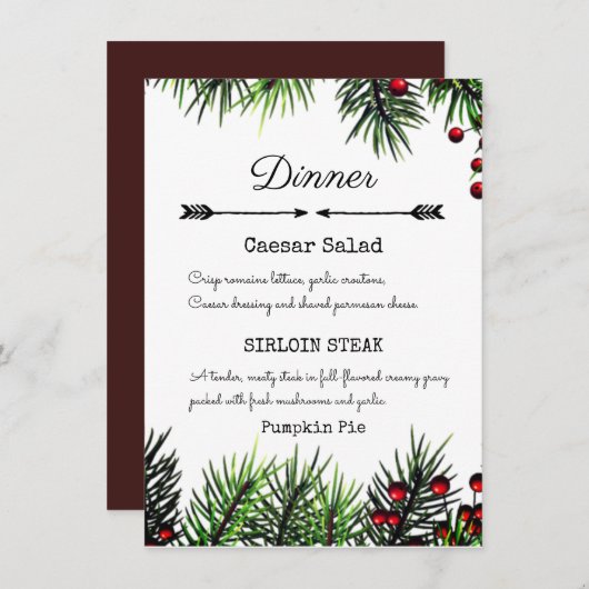Menu Vacances de fête de Noël simples (Devant / Derrière)
