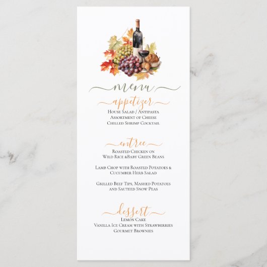 Menu Vacances raisins & Vins Thématique (Devant)