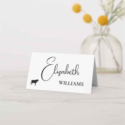 Menu Vache Beef Menu Script moderne Mariage Cartes (Devant)