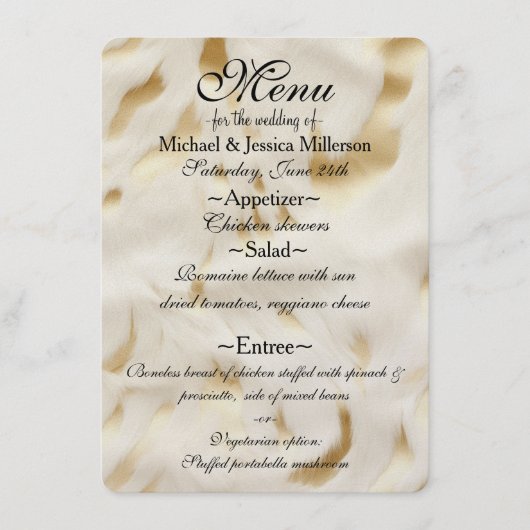 Menu Vache blanche sud-ouest en or (Devant)