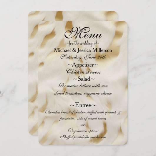 Menu Vache blanche sud-ouest en or (Devant / Derrière)