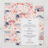 Menu Vagues de rose Sakura Fleur Moderne Mariage (Devant / Derrière)