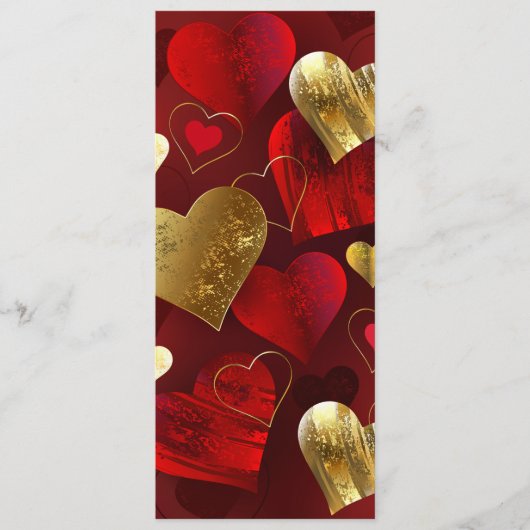 Menu Valentines dorées et rouges (Devant)