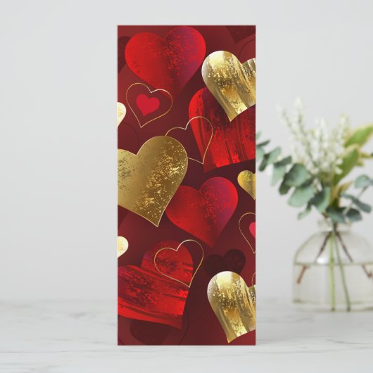 Menu Valentines dorées et rouges (Debout devant)