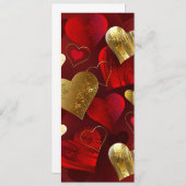 Menu Valentines dorées et rouges (Devant / Derrière)