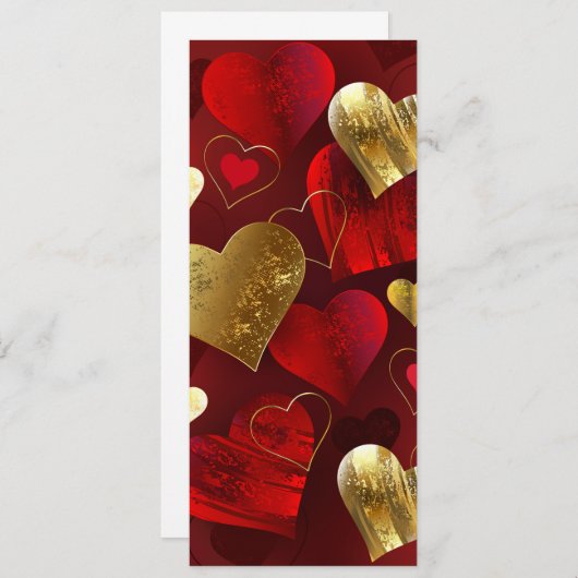 Menu Valentines dorées et rouges (Devant / Derrière)