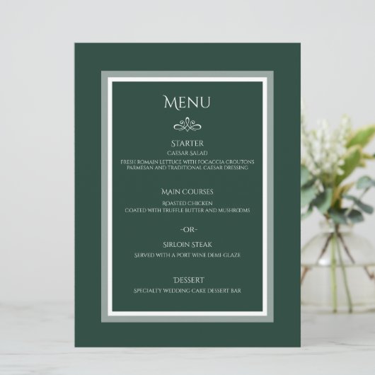 menu van de groene bruiloft (Staand voorkant)