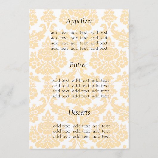 menu van het diner , damask (Achterkant)