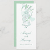 menu van het diner voor de bruiloft van groene en (Voorkant / Achterkant)