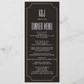 menu van het trouwdiner GOLDEN MONOGRAM GLAM (Voorkant)
