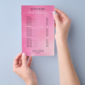 Menu van roze glittersalonservice (Hand)
