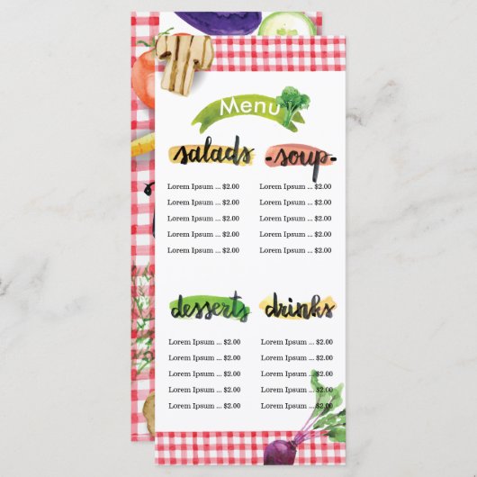 Menu végétalien bio maison sain modèle (Devant / Derrière)