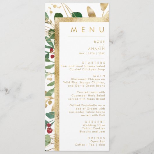 Menu Végétation de Noël moderne | Dîner Mariage blanc (Devant)